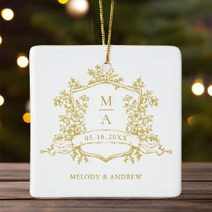 Gold Classic Wappen Wedding Foto Keramikornament