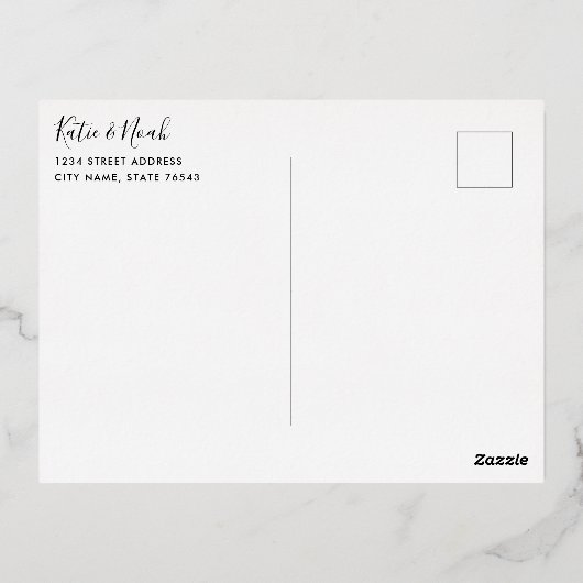 Gold Classic Wedding Foto Flat Danke Postcard Folie Einladungspostkarte (Rückseite)