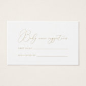Gold Classy Chic Baby Name Suggestions Card (Vorderseite)