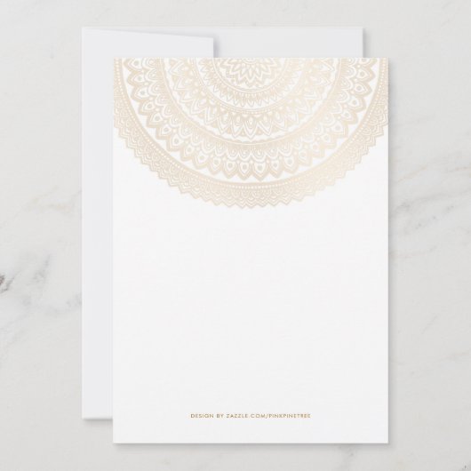 Gold Classy Mandala Black Save the Date White Card (Rückseite)