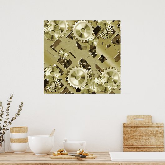 Gold Clockwork Kontrollen 2 Poster (Küche)