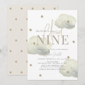 Gold Cloud 9 Gold Stars Watercolor Brautparty Einladung (Vorne/Hinten)