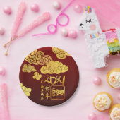 Gold Clouds Ox-Papier-geschnitten Chinesisch Neuja Pappteller (Party)