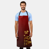 Gold Clouds Ox-Papier-Schnitt Chinesisch Neujahr 2 Schürze (Getragen)