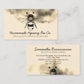 Gold Cloudy Heart Apiary Honey Bee Visitenkarte (Vorne/Hinten)