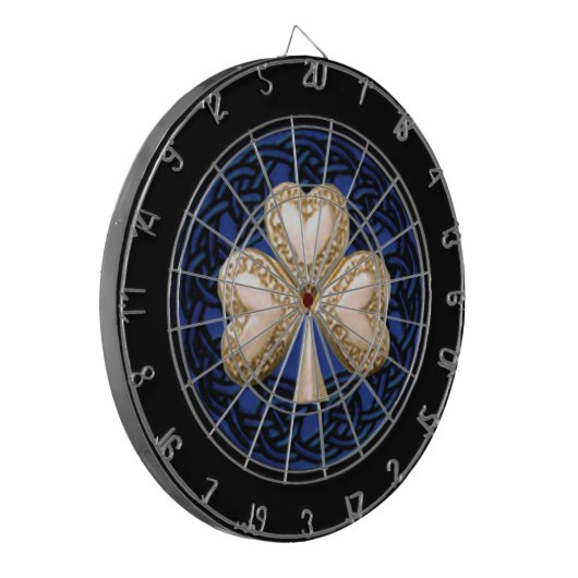 Gold Clover Celtic Knots Dart Board Dartscheibe (Vorderseite Links)
