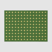 Gold Clover Grid Green St. Patrick’s Seidenpapier (Vorderseite)
