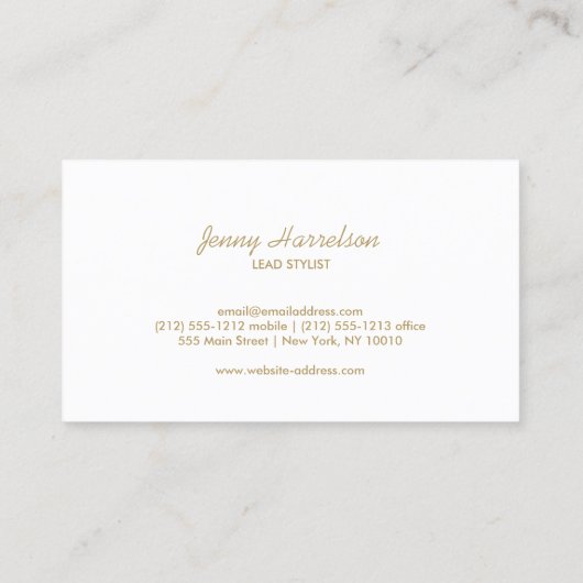 Gold Clover Logo für Salons und Makeup-Künstler Visitenkarte (Rückseite)