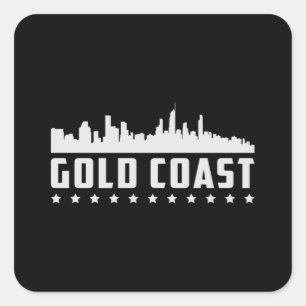 Gold Coast Australia City Skyline Cityscape Gesche Quadratischer Aufkleber