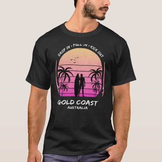 Gold Coast Australia Palms Drop Pull Kick Surfing T-Shirt (Vorderseite)
