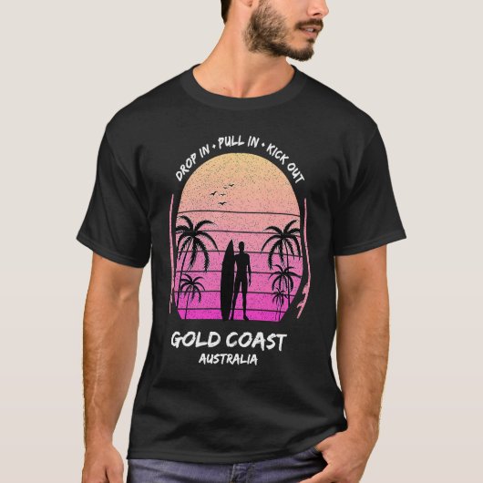 Gold Coast Australia Palms Drop Pull Kick Surfing T-Shirt (Vorderseite)