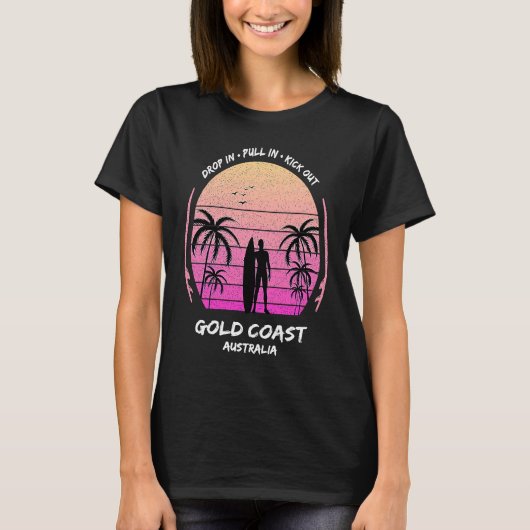 Gold Coast Australia Palms Drop Pull Kick Surfing T-Shirt (Vorderseite)