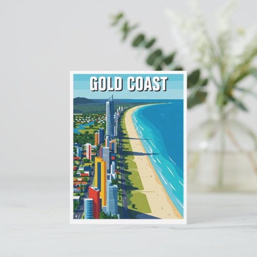 Gold Coast Australia Reisen Abstraktes Design Postkarte (Stehend Vorderseite)