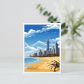 Gold Coast Australia Reisen Vintage Illustration Postkarte (Stehend Vorderseite)