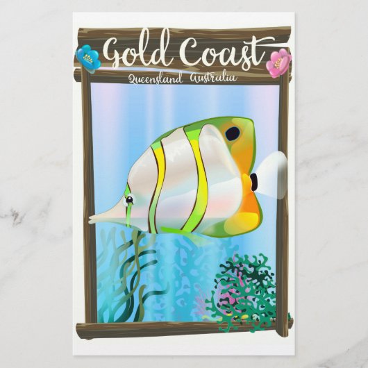Gold Coast Australia Reiseplakat. Briefpapier (Vorderseite)