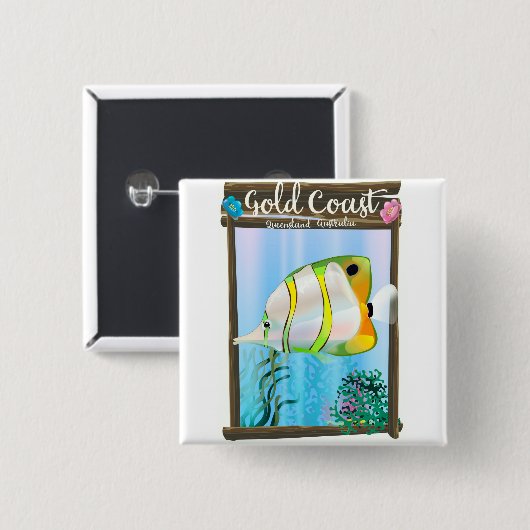 Gold Coast Australia Reiseplakat. Button (Vorne & Hinten)