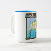 Gold Coast Australia Reiseplakat. Zweifarbige Tasse (Vorderseite Links)