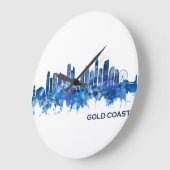 Gold Coast Australia Skyline Blue Große Wanduhr (Winkel)