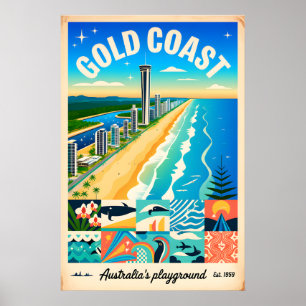 Gold Coast Australien Retro-Reiseposter-Kunst Poster