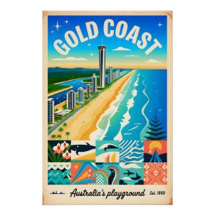 Gold Coast Australien Retro-Reiseposter-Kunst Poster