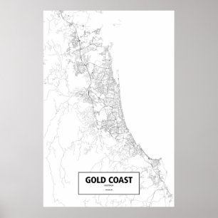 Gold Coast, Australien (schwarz auf weiß) Poster