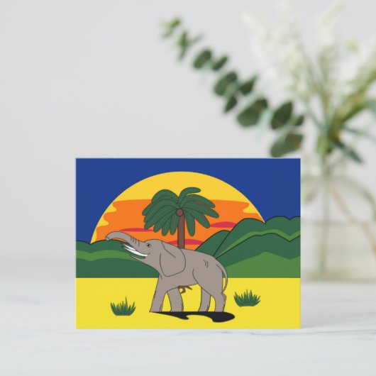 Gold Coast Elephant and Palm Tree Postcard Postkarte (Stehend Vorderseite)