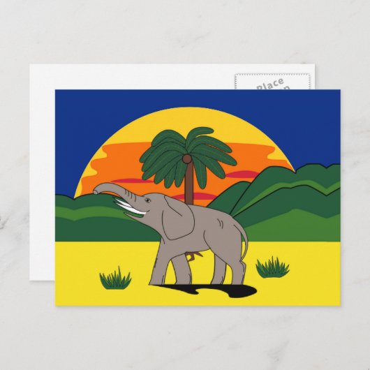 Gold Coast Elephant and Palm Tree Postcard Postkarte (Vorne/Hinten)