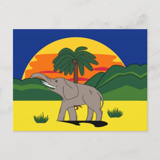Gold Coast Elephant and Palm Tree Postcard Postkarte (Vorderseite)
