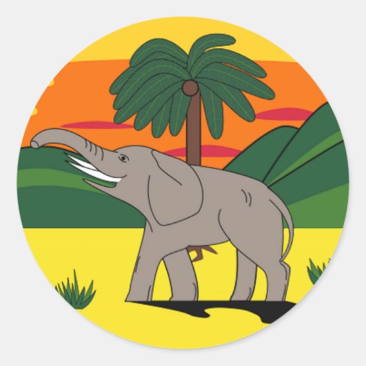 Gold Coast Elephant und Palm Trecker Runder Aufkleber (Vorderseite)