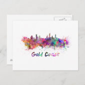 Gold Coast skyline im Watercolor Postkarte (Vorne/Hinten)