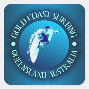 Gold- Coastsurfen Quadratischer Aufkleber