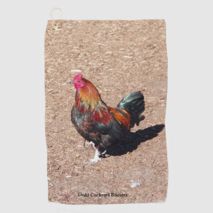 Gold Cockerel Hahn Golfhandtuch