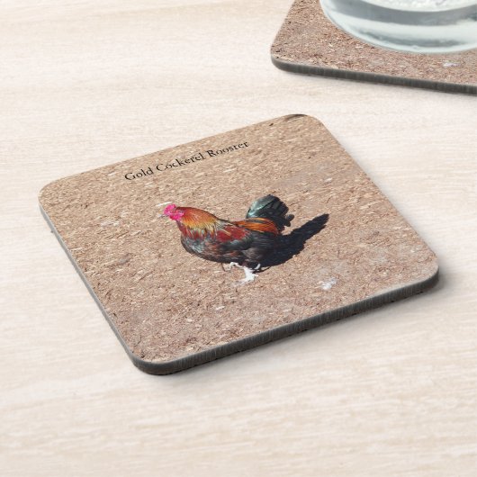 Gold Cockerel Rooster coaster Getränkeuntersetzer (Linke Seite)