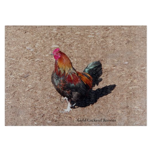 Gold Cockerel Rooster cutting board Schneidebrett (Vorderseite)