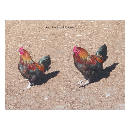 Gold Cockerel Rooster tablecloth Tischdecke (Vorderseite (Horizontal))