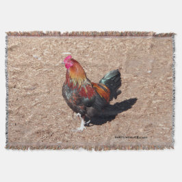 Gold Cockerel Rooster Throw Blanket Decke