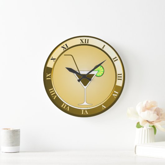 Gold Cocktail Bar Clock Große Wanduhr (Zuhause)