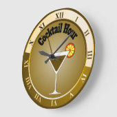 Gold Cocktail Hour Bar Clock Große Wanduhr (Winkel)