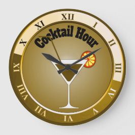 Gold Cocktail Hour Bar Clock Große Wanduhr