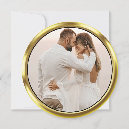 Gold Coin Elegantes Foto Hochzeit Save The Date (Rückseite)