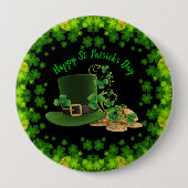 Gold Coins & Kleeblatts St. Patrick's Day Button (Vorderseite)