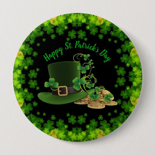 Gold Coins & Kleeblatts St. Patrick's Day Button (Vorderseite)