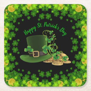 Gold Coins & Kleeblatts St. Patrick's Day Rechteckiger Pappuntersetzer