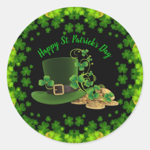 Gold Coins & Kleeblatts St. Patrick's Day Runder Aufkleber