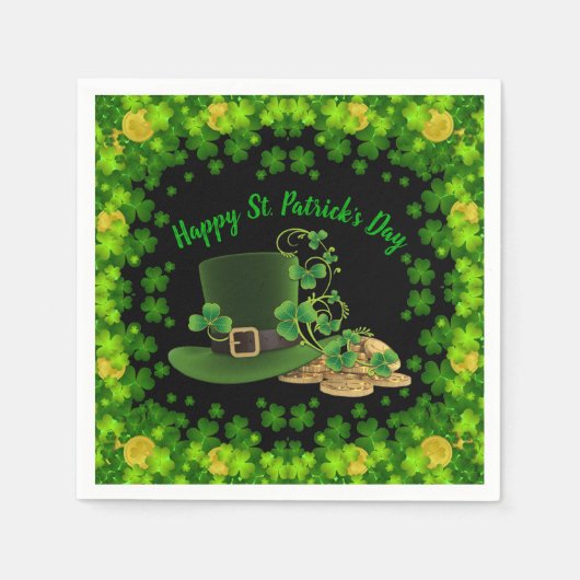 Gold Coins & Kleeblatts St. Patrick's Day Serviette (Vorderseite)