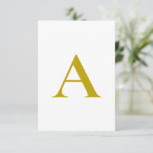 Gold Color Custom Monogram Initial Letter Plain RSVP Karte (Stehend Vorderseite)