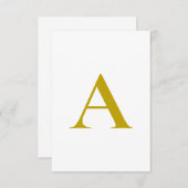 Gold Color Custom Monogram Initial Letter Plain RSVP Karte (Vorne/Hinten)