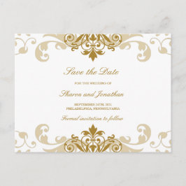 Gold Color Elegante Ironworks Wedding Save the Dat Ankündigungspostkarte
