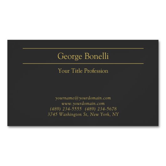 Gold Color Gray Classic Personal Customize Chic Magnetische Visitenkarte (Vorderseite)