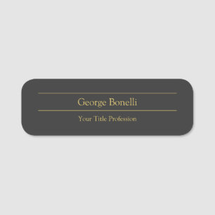 Gold Color Gray Classic Personal Customize Chic Namensschild